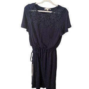 Ann Taylor Loft -  Blue Eyelet Floral Chest Dress - Medium